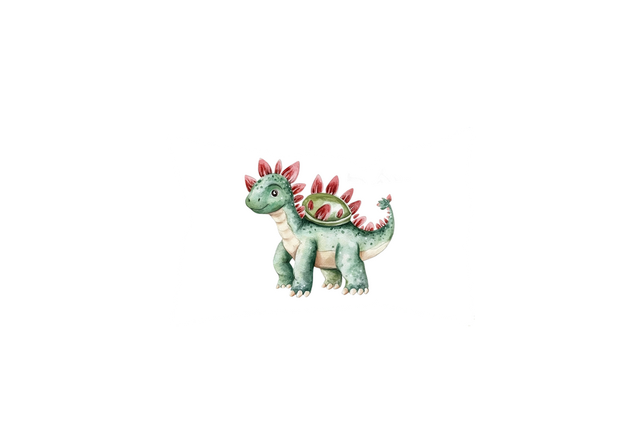 Cute Green Stegosaurus Throw Pillow | Watercolor Baby Dinosaur Decorative Pillow | Kids Room Gift