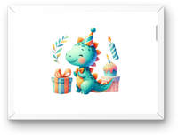 Thumbnail for Birthday Dinosaur Wall Art | Cute Party T-Rex & Cake Print | Kids Birthday Room Gift