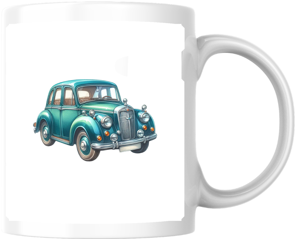 Vintage Car Mug | Retro Teal Classic Automobile Coffee Mug | Car Lover Gift