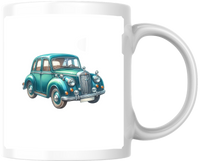 Thumbnail for Vintage Car Mug | Retro Teal Classic Automobile Coffee Mug | Car Lover Gift