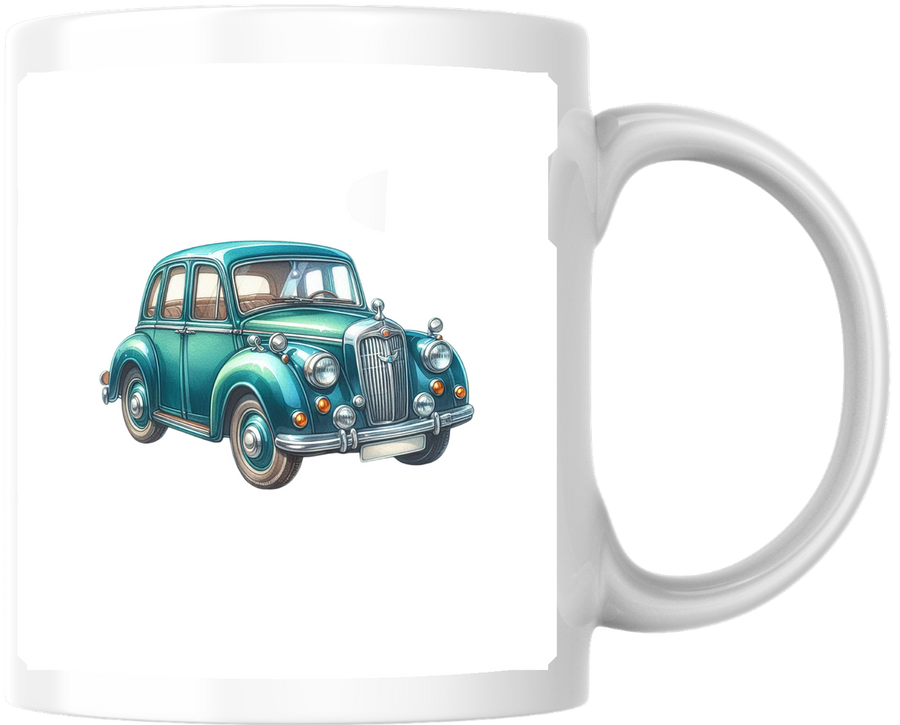 Vintage Car Mug | Retro Teal Classic Automobile Coffee Mug | Car Lover Gift