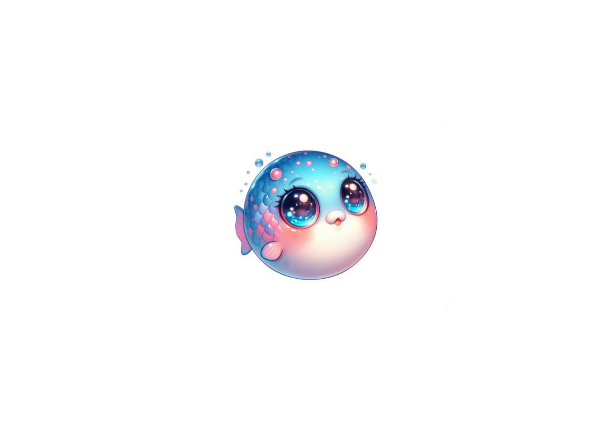 Kawaii Pufferfish Throw Pillow | Cute Big-Eyed Fish Decorative Pillow | Kids Room Gift