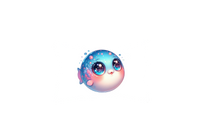 Thumbnail for Kawaii Pufferfish Throw Pillow | Cute Big-Eyed Fish Decorative Pillow | Kids Room Gift