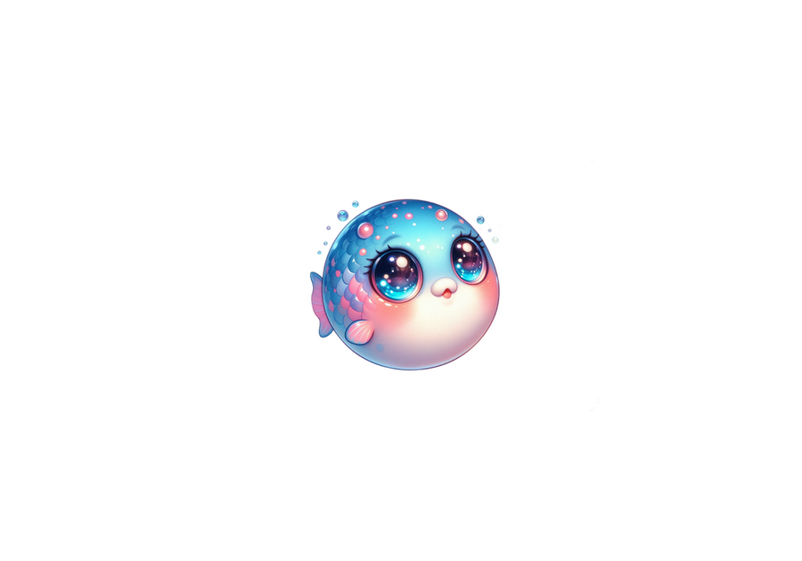 Kawaii Pufferfish Throw Pillow | Cute Big-Eyed Fish Decorative Pillow | Kids Room Gift