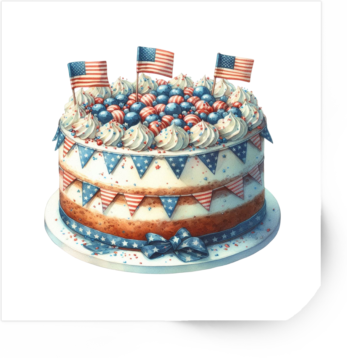 Patriotic Layer Cake Sticker | American Flag Dessert Vinyl Decal | 4th Of July Gift