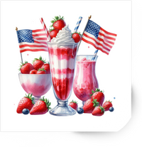 Thumbnail for Patriotic Strawberry Milkshake Sticker | American Flag Dessert Vinyl Decal | 4th Of July Gift