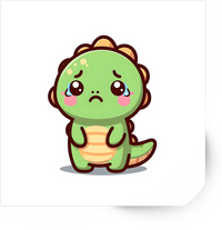 Thumbnail for Sad Kawaii Dinosaur Sticker | Cute Crying Green Dino Vinyl Decal | Kids Cartoon Gift