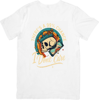 Thumbnail for Theres A 99% Chance I Dont Care T-Shirt | Retro Skull Hourglass Funny Quote Graphic Tee