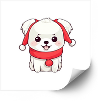 Thumbnail for Cute Christmas Puppy Santa Hat Sticker | Kawaii Holiday Dog Vinyl Decal