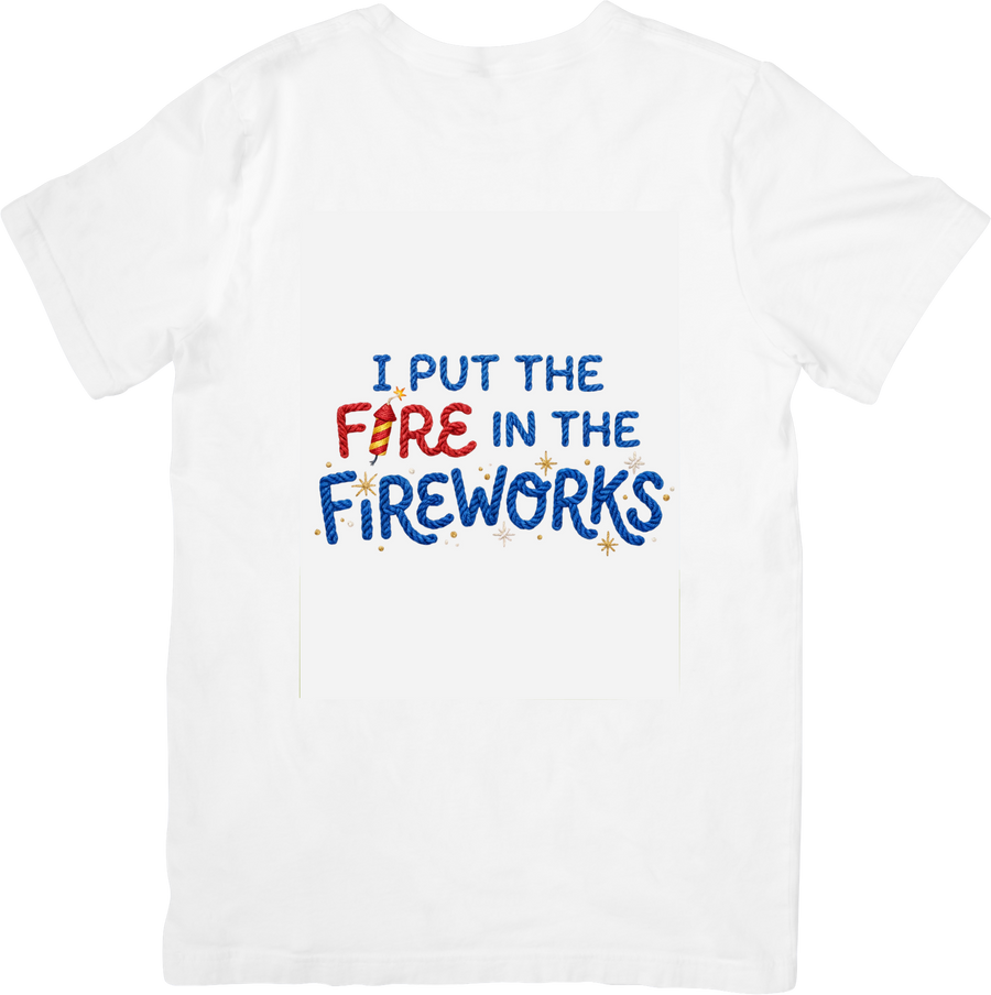 I Put The Fire In The Fireworks T-Shirt | Bold Patriotic 4th Of July Graphic Tee | Independence Day Gift