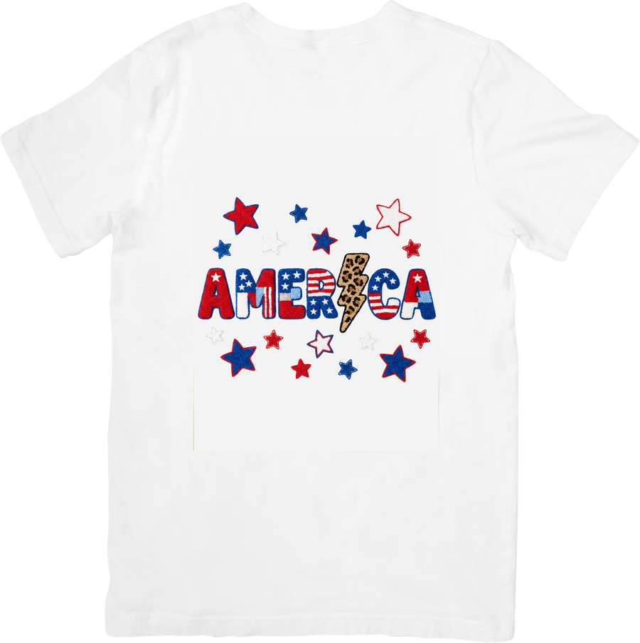America Stars Lightning Bolt T-Shirt | Patriotic Bold 4th Of July Graphic Tee | Independence Day Gift
