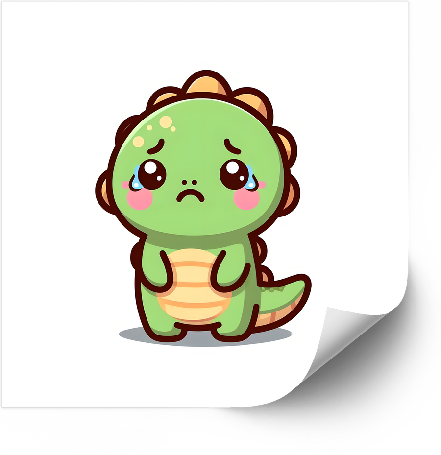 Sad Kawaii Baby Dinosaur Sticker | Cute Crying Dino Kawaii Vinyl Decal