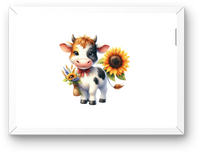 Thumbnail for Cute Sunflower Cow Wall Art | Watercolor Baby Cow Print | Farmhouse Nursery Gift