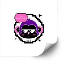 Thumbnail for Hi Whats Up Pixel Monkey Sunglasses Sticker | Y2K Retro Gaming Cool Monkey Vinyl Decal