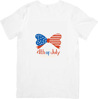 Thumbnail for 4th Of July Stars And Stripes Bow T-Shirt | Patriotic Heart Bow Graphic Tee | Independence Day Gift