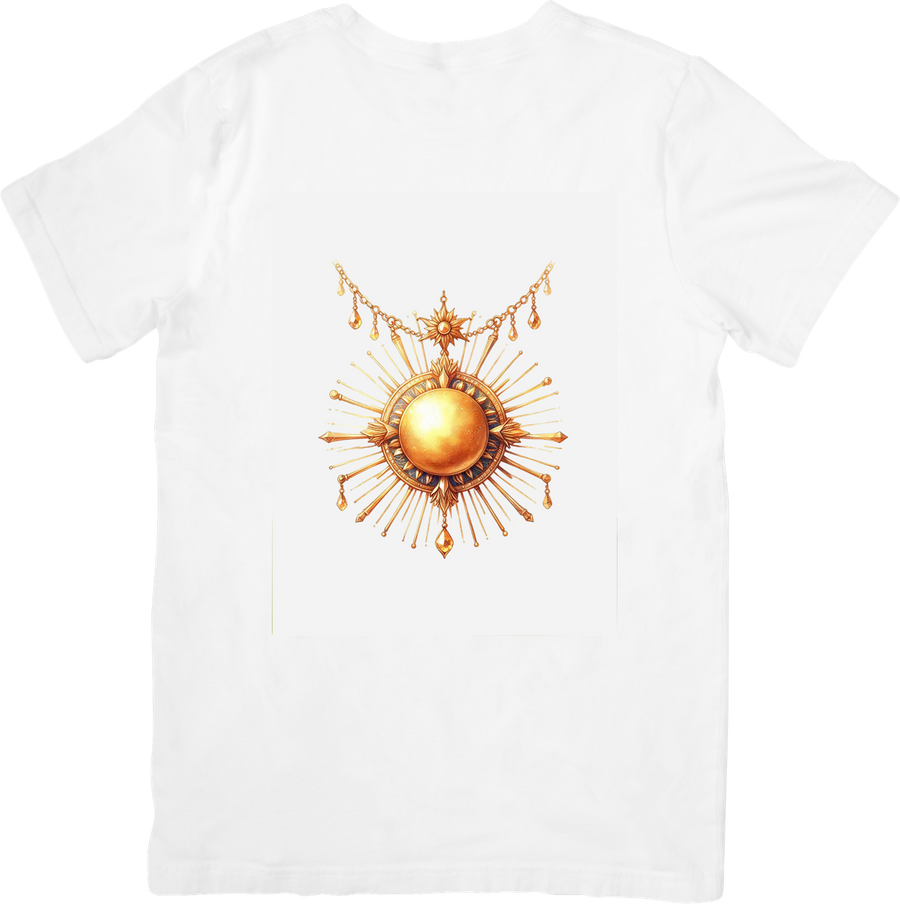 Golden Celestial Sun T-Shirt | Ornate Mystic Sunburst Graphic Tee | Boho Spiritual Gift
