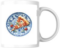 Thumbnail for Pizza Slice On Blue Mosaic Plate Mug | Mediterranean Foodie Coffee Mug | Pizza Lover Gift