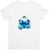 Thumbnail for Blue Gift Bow Envelope T-Shirt | Elegant 3D Ribbon Graphic Tee | Birthday Celebration Gift