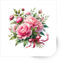 Thumbnail for Pink Peony Bouquet Sticker | Watercolor Floral Ribbon Vinyl Decal | Botanical Nature Gift