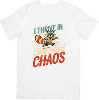 Thumbnail for I Thrive In Controlled Chaos Raccoon T-Shirt | Funny Retro Animal Quote Graphic Tee