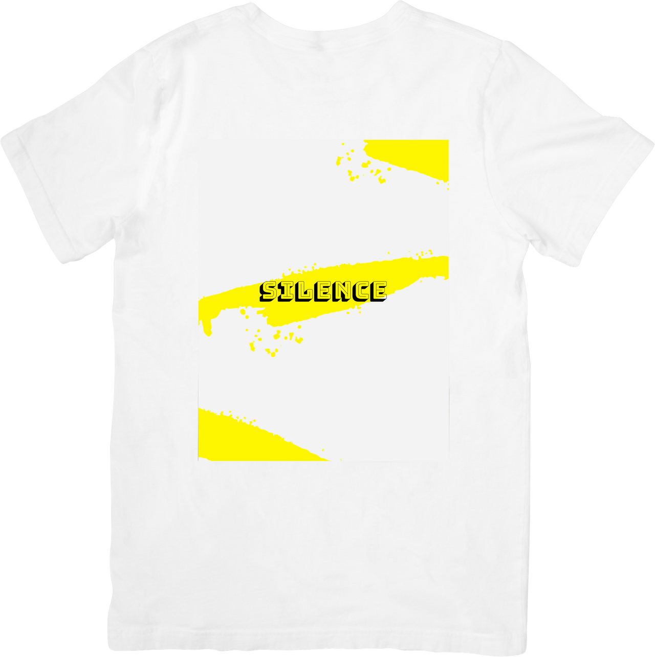 Silence Bold Yellow Graphic T-Shirt | Aesthetic Streetwear Abstract Block Graphic Tee