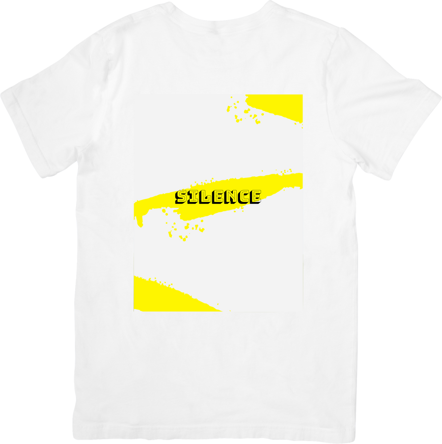 Silence Bold Yellow Graphic T-Shirt | Aesthetic Streetwear Abstract Block Graphic Tee