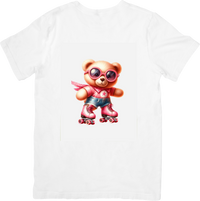 Thumbnail for Roller Skating Teddy Bear T-Shirt | Cool Pink Sunglasses Bear Graphic Tee | Retro Fun Gift