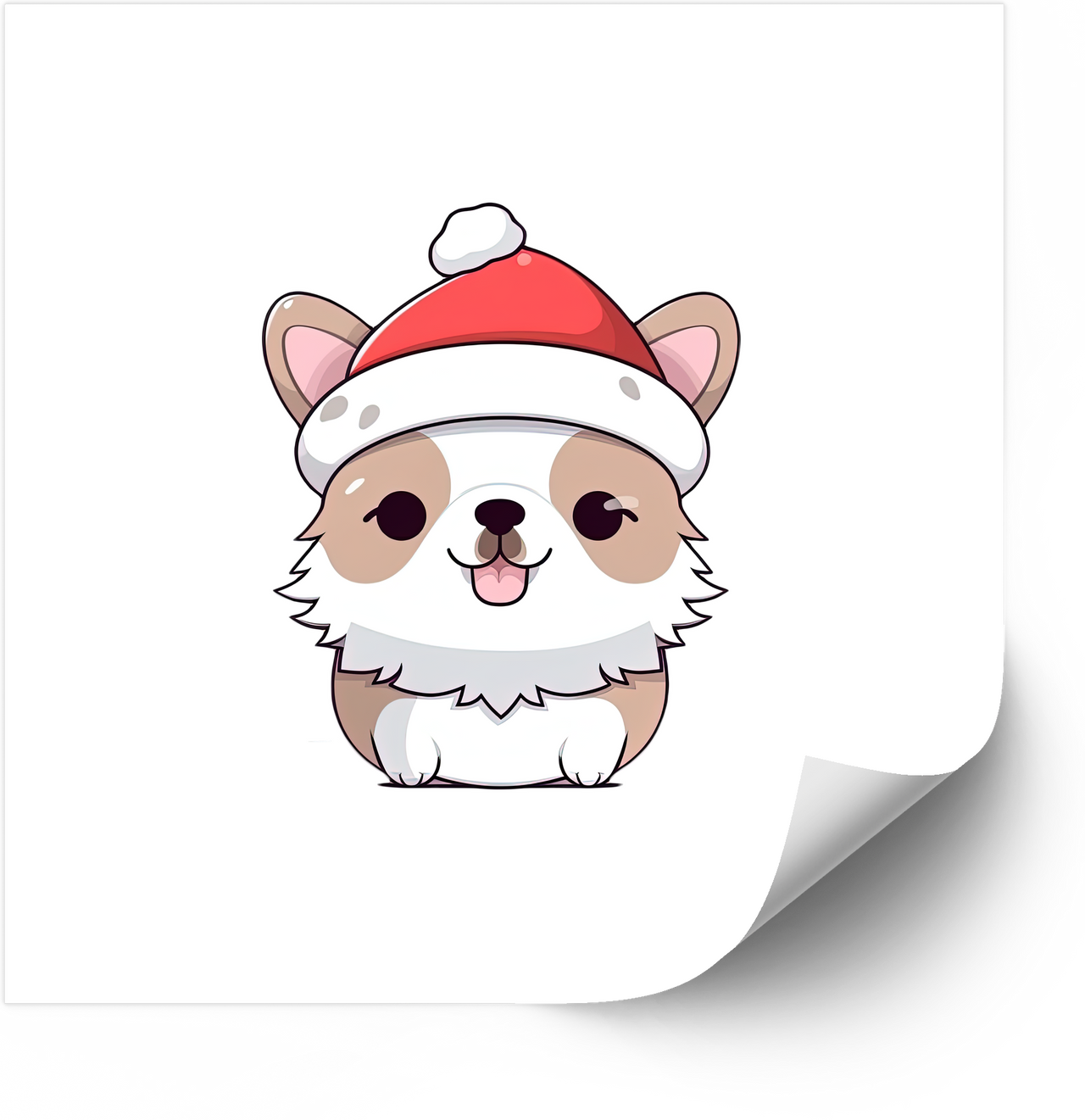 Cute Christmas Corgi Santa Hat Sticker | Kawaii Holiday Dog Vinyl Decal