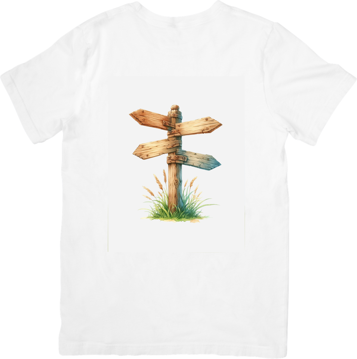 Wooden Signpost T-Shirt | Watercolor Directional Arrows Graphic Tee | Travel Adventure Gift