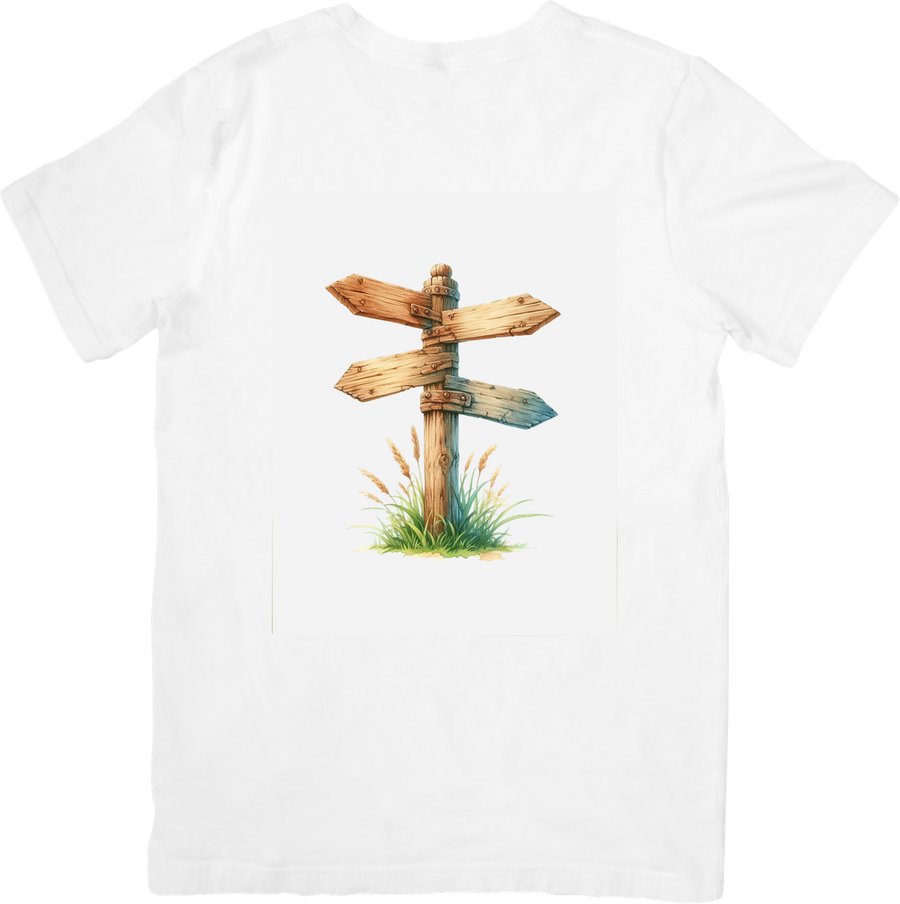 Wooden Signpost T-Shirt | Watercolor Directional Arrows Graphic Tee | Travel Adventure Gift