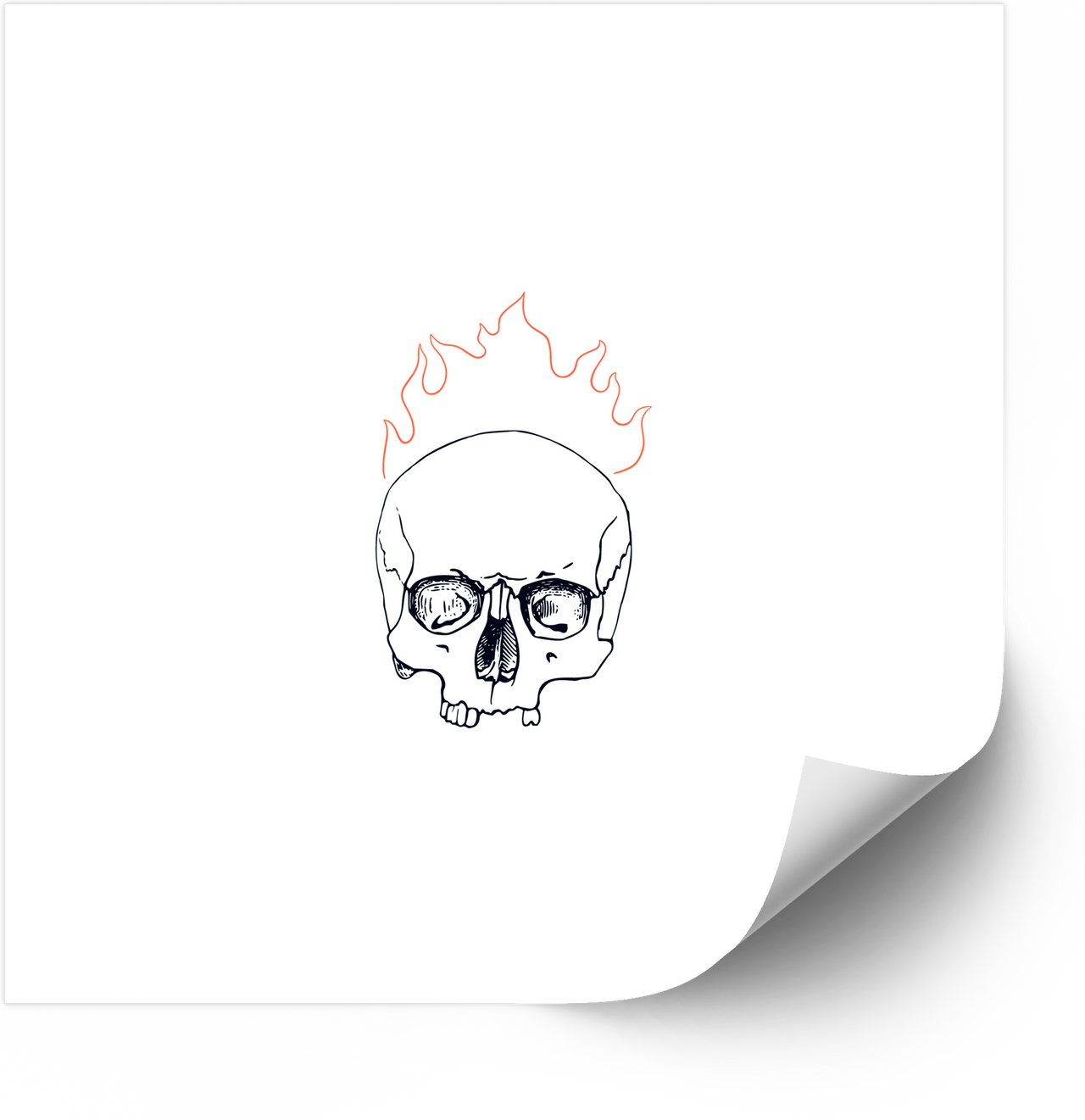 Flaming Skull Sketch Sticker | Edgy Hand Drawn Fire Gothic Vinyl Decal