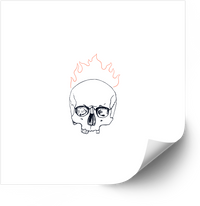 Thumbnail for Flaming Skull Sketch Sticker | Edgy Hand Drawn Fire Gothic Vinyl Decal