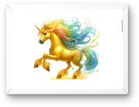 Thumbnail for Rainbow Mane Unicorn Wall Art | Golden Magical Unicorn Print | Kids Fantasy Room Gift