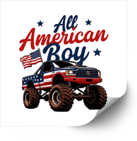 Thumbnail for All American Boy Monster Truck Sticker | Patriotic 4th Of July Flag Vinyl Decal