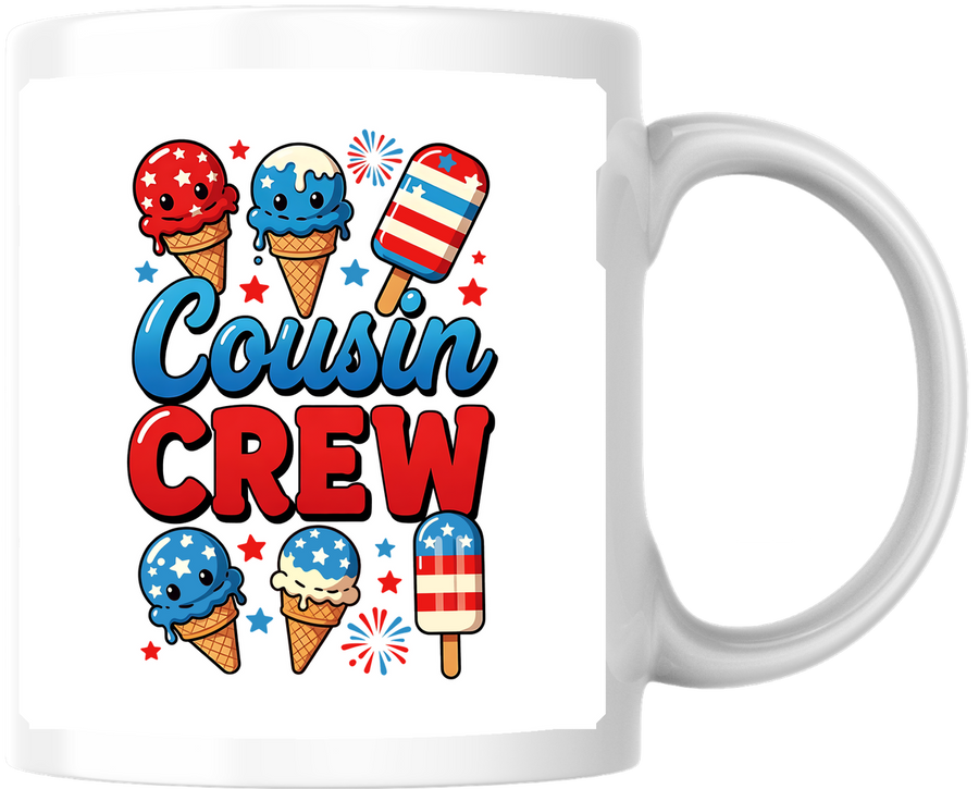 Cousin Crew Mug | Patriotic Ice Cream & Popsicle Coffee Mug | 4th Of July Family Gift