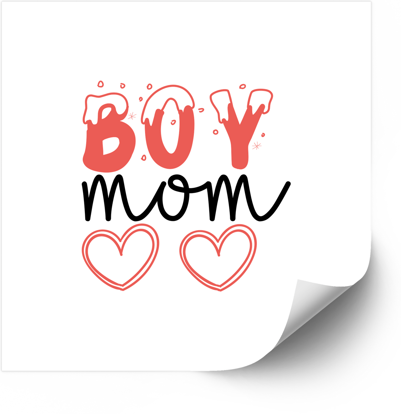 Boy Mom Hearts Sticker | Cute Pink Drip Text Mom Love Vinyl Decal