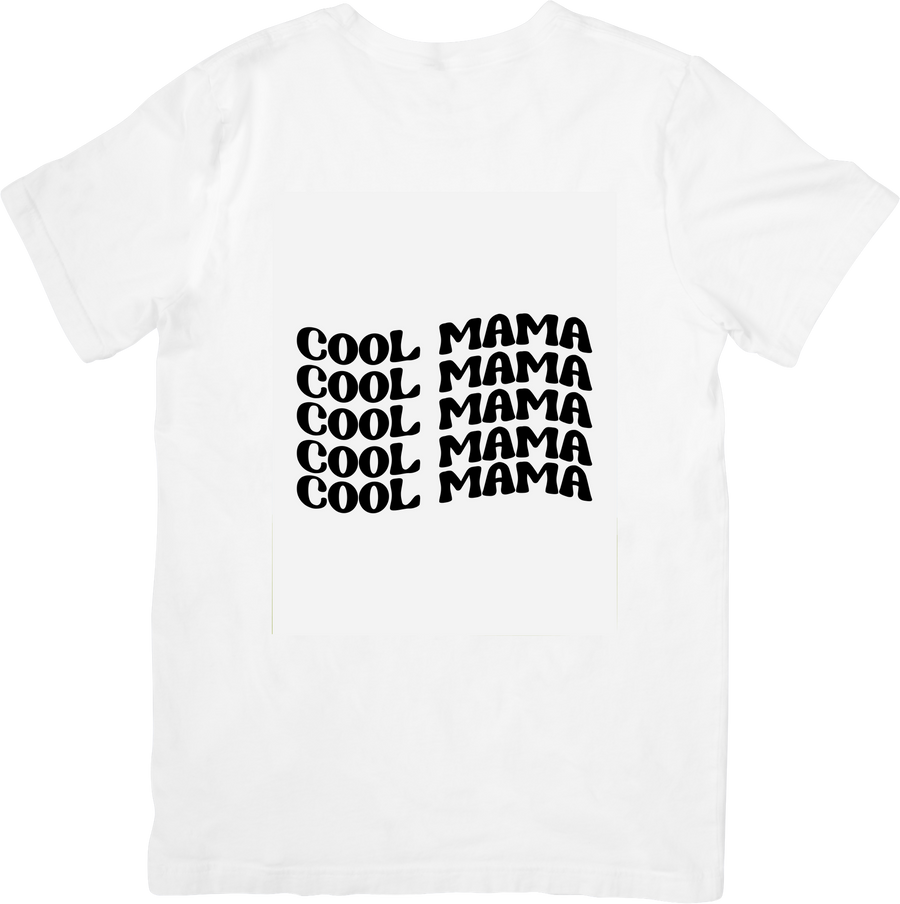 Cool Mama Repeated Text T-Shirt | Bold Retro Wave Font Mom Graphic Tee | Mothers Day Gift