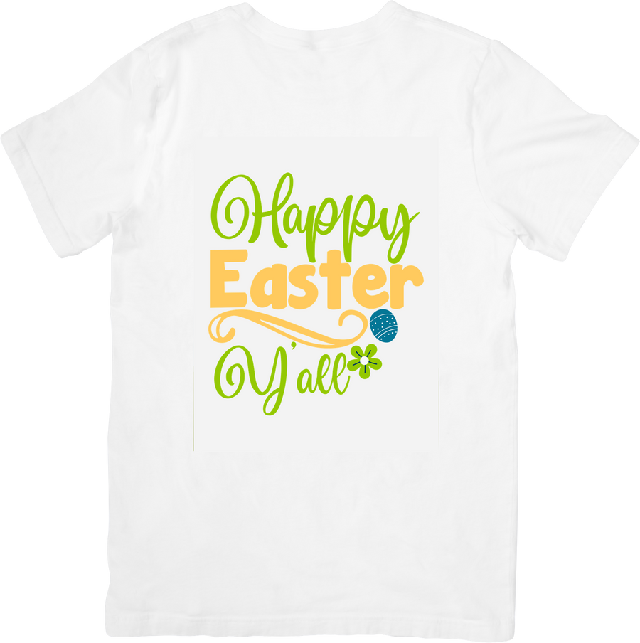 Happy Easter Y All Script T-Shirt | Colorful Spring Holiday Floral Graphic Tee | Easter Gift
