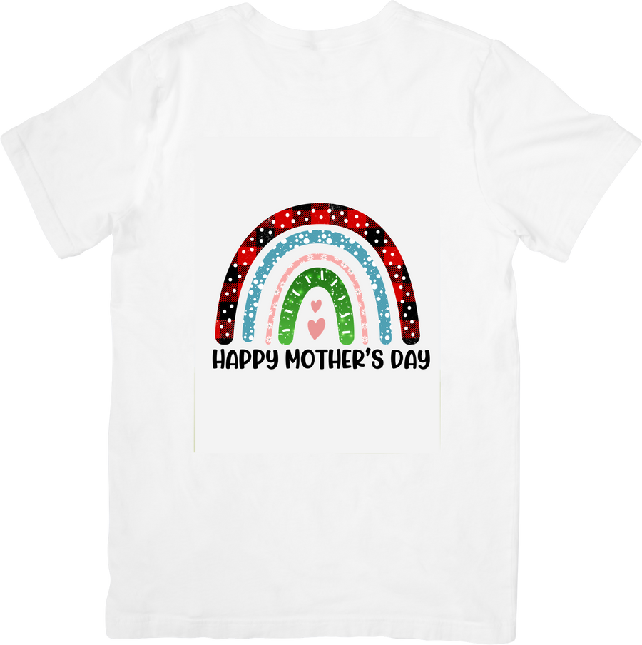 Happy Mothers Day Rainbow T-Shirt | Boho Polka Dot Colorful Rainbow Graphic Tee | Mothers Day Gift