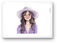 Thumbnail for Lavender Hat Lady Wall Art | Watercolor Boho Fashion Portrait Print | Chic Girl Gift